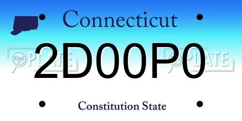 2D00P0 Connecticut License Plate