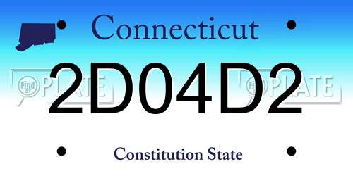2D04D2 Connecticut License Plate