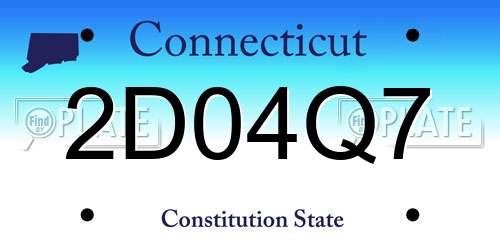 2D04Q7 Connecticut License Plate