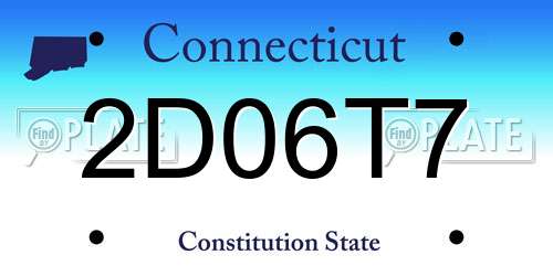 2D06T7 Connecticut License Plate
