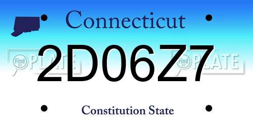 2D06Z7 Connecticut License Plate