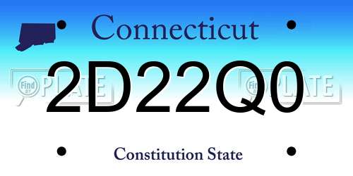 2D22Q0 Connecticut License Plate