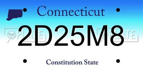 2D25M8 Connecticut License Plate