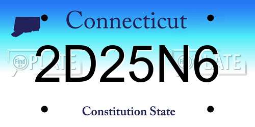 2D25N6 Connecticut License Plate