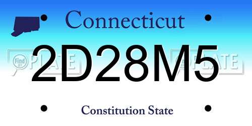 2D28M5 Connecticut License Plate