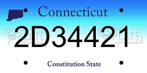 2D34421 Connecticut License Plate