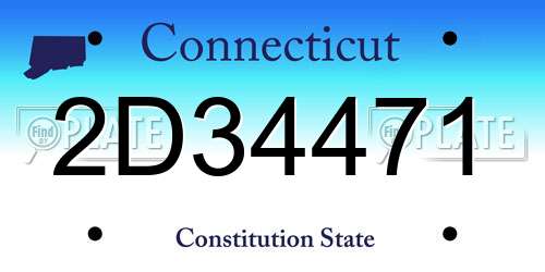 2D34471 Connecticut License Plate