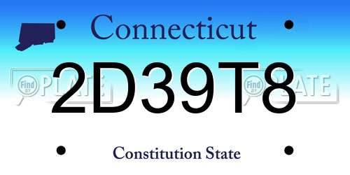 2D39T8 Connecticut License Plate