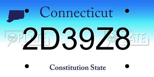 2D39Z8 Connecticut License Plate