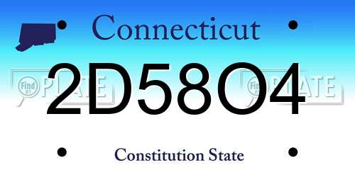 2D58O4 Connecticut License Plate