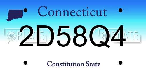 2D58Q4 Connecticut License Plate