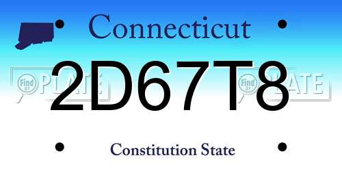 2D67T8 Connecticut License Plate