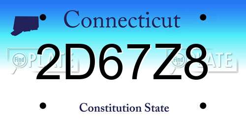 2D67Z8 Connecticut License Plate