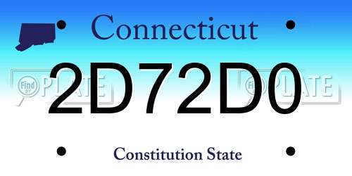 2D72D0 Connecticut License Plate