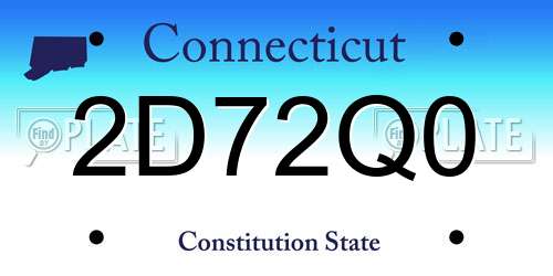 2D72Q0 Connecticut License Plate