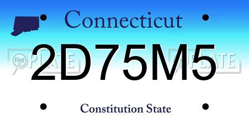 2D75M5 Connecticut License Plate