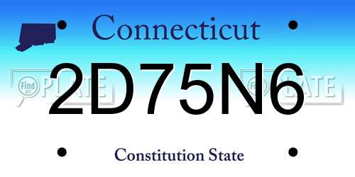 2D75N6 Connecticut License Plate