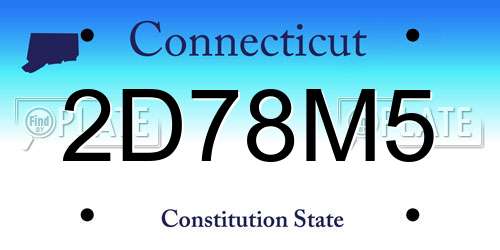 2D78M5 Connecticut License Plate
