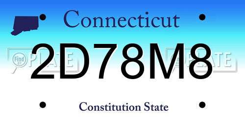 2D78M8 Connecticut License Plate