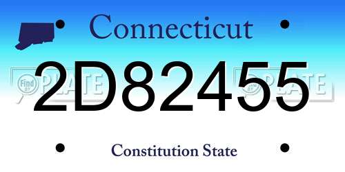 2D82455 Connecticut License Plate