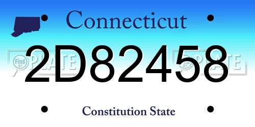 2D82458 Connecticut License Plate