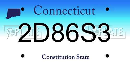 2D86S3 Connecticut License Plate