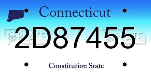 2D87455 Connecticut License Plate