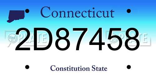 2D87458 Connecticut License Plate