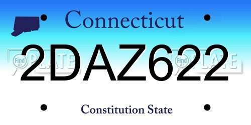 2DAZ622 Connecticut License Plate