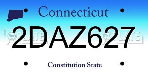 2DAZ627 Connecticut License Plate