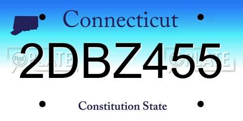 2DBZ455 Connecticut License Plate