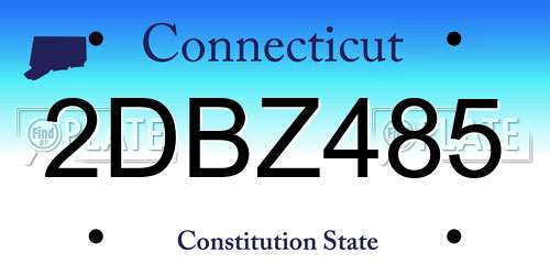 2DBZ485 Connecticut License Plate