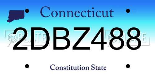 2DBZ488 Connecticut License Plate