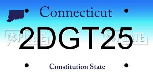 2DGT25 Connecticut License Plate