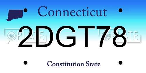 2DGT78 Connecticut License Plate