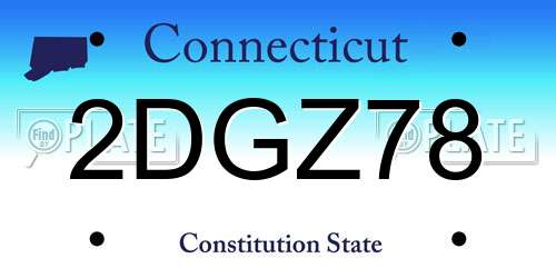 2DGZ78 Connecticut License Plate