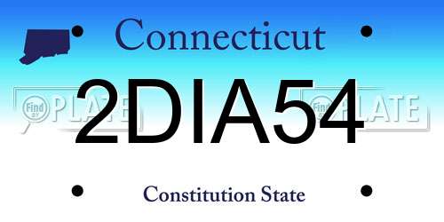 2DIA54 Connecticut License Plate