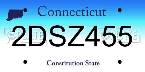 2DSZ455 Connecticut License Plate