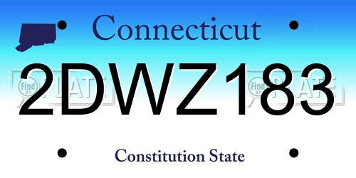 2DWZ183 Connecticut License Plate
