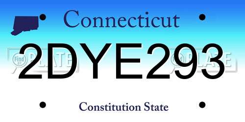 2DYE293 Connecticut License Plate
