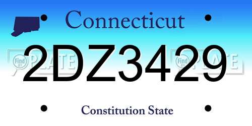 2DZ3429 Connecticut License Plate