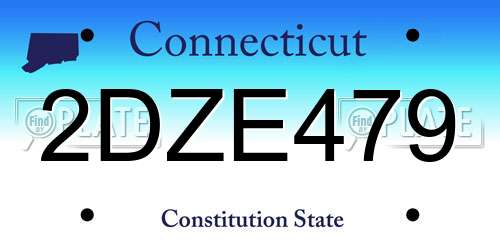 2DZE479 Connecticut License Plate