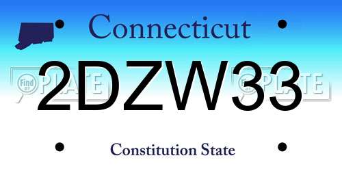 2DZW33 Connecticut License Plate