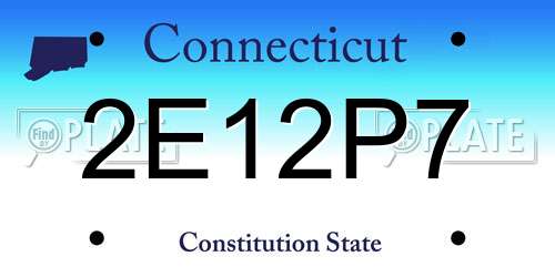 2E12P7 Connecticut License Plate