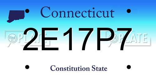 2E17P7 Connecticut License Plate