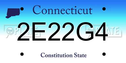 2E22G4 Connecticut License Plate
