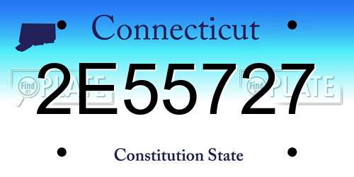 2E55727 Connecticut License Plate