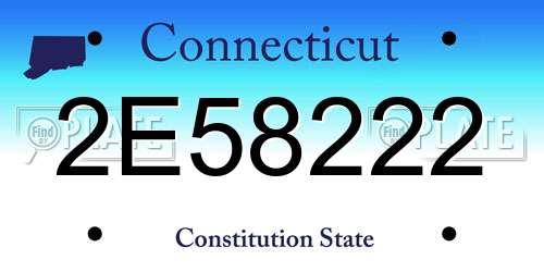 2E58222 Connecticut License Plate