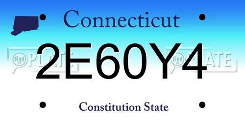 2E60Y4 Connecticut License Plate