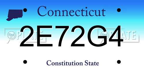 2E72G4 Connecticut License Plate
